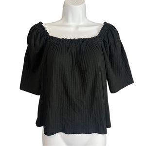 Madewell Puff Shoulder Black Top S